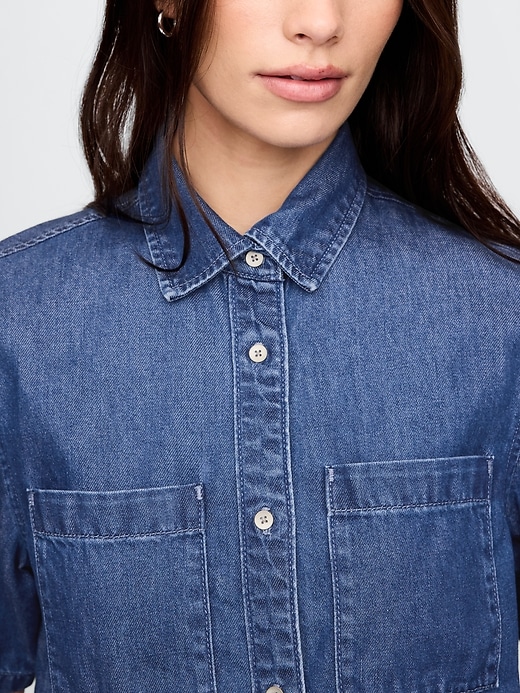 Image number 4 showing, UltraSoft Cropped Denim Shirt