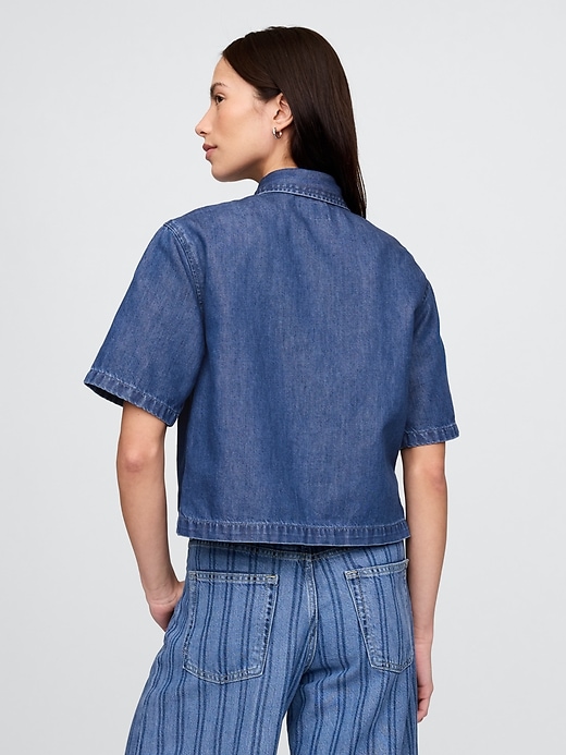 Image number 3 showing, UltraSoft Cropped Denim Shirt