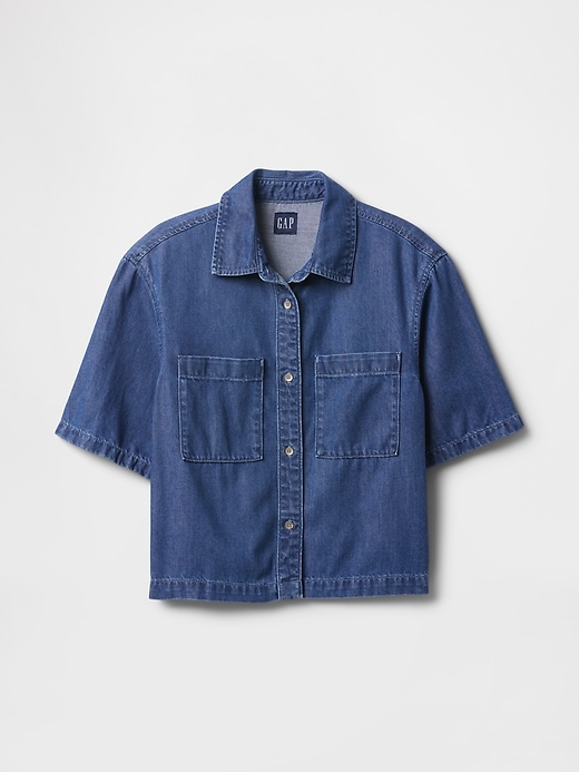 Image number 5 showing, UltraSoft Cropped Denim Shirt
