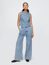 UltraSoft Denim Cropped Shell Tank