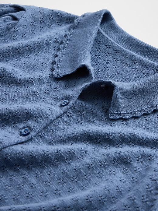 Image number 4 showing, 100% Cotton Cropped Pointelle Cardigan
