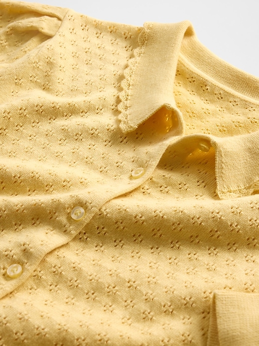 Image number 4 showing, 100% Cotton Cropped Pointelle Cardigan