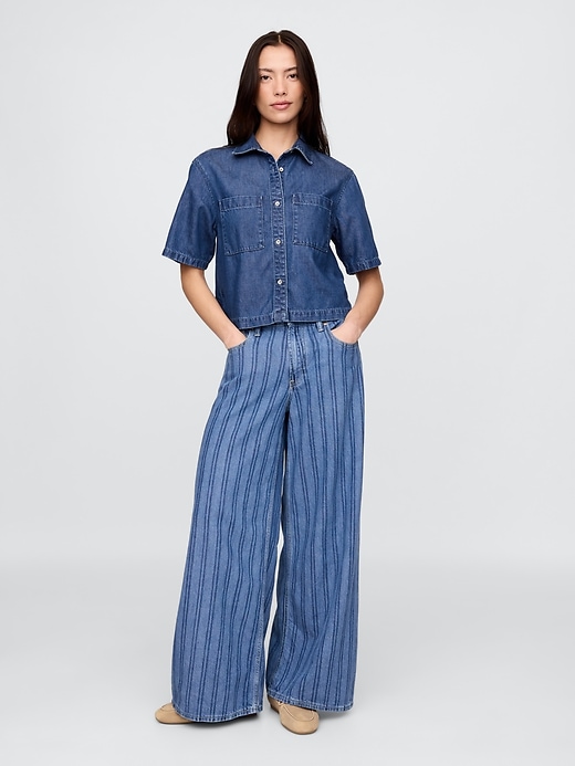 Image number 2 showing, UltraSoft Cropped Denim Shirt
