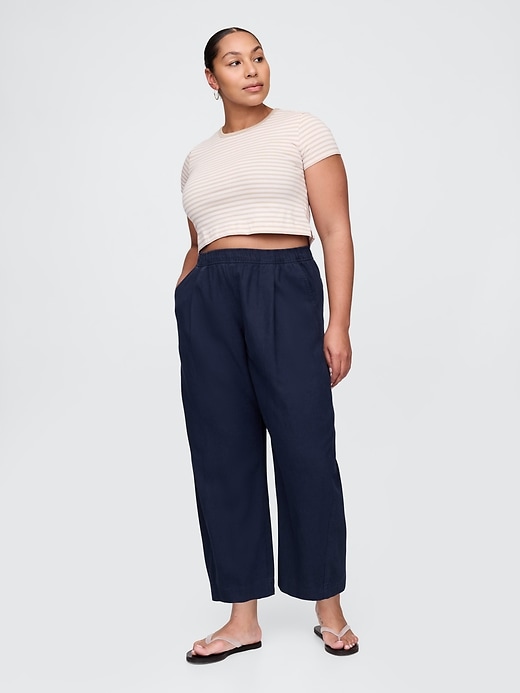 Image number 5 showing, Mid Rise Linen-Blend Easy Barrel Pants