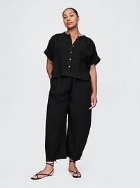 Crinkle Gauze Easy Barrel Pants