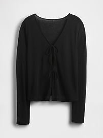 Linen-Blend Tie-Front Cardigan