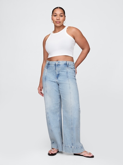 Image number 5 showing, High Rise Stride Wide-Leg Ankle Jeans