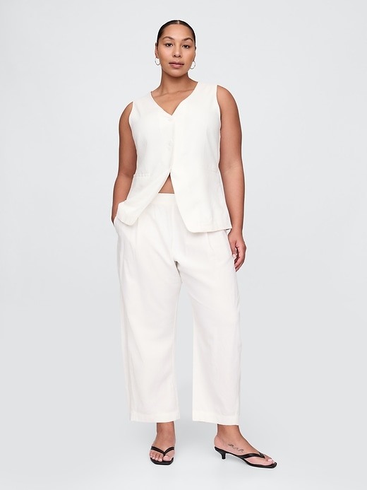 Image number 5 showing, Mid Rise Linen-Blend Easy Barrel Pants