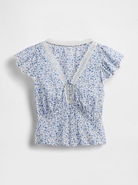 Lace-Trim Floral Top