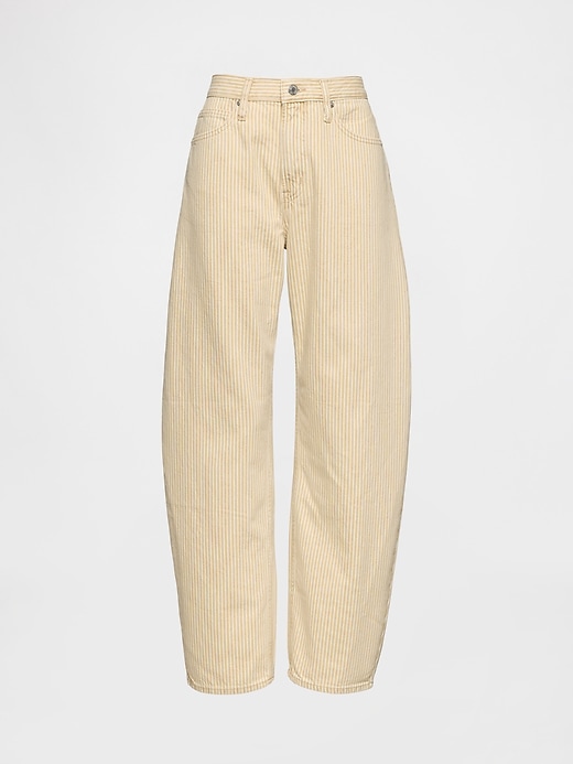 Image number 6 showing, High Rise Khaki Stripe Barrel Jeans