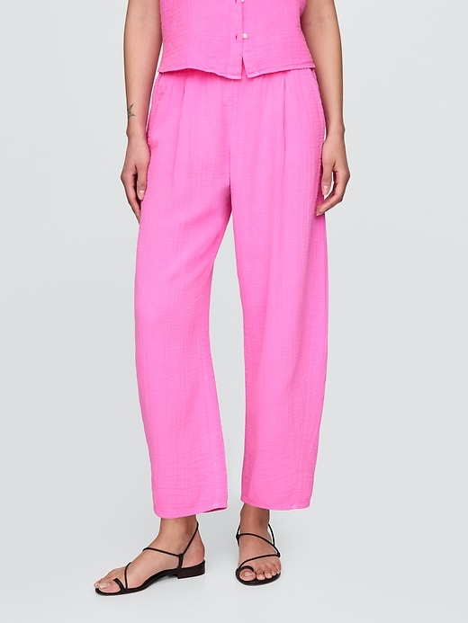 Image number 2 showing, Crinkle Gauze Easy Barrel Pants