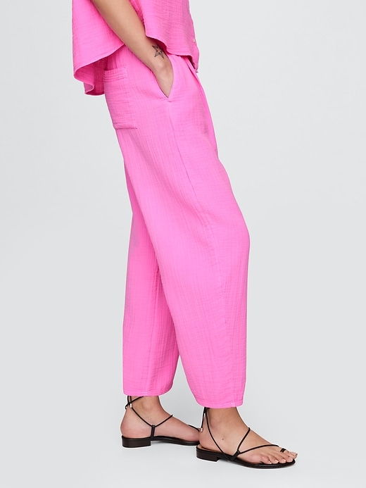 Image number 3 showing, Crinkle Gauze Easy Barrel Pants