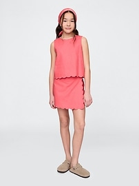 Kids Linen-Cotton Scalloped Top