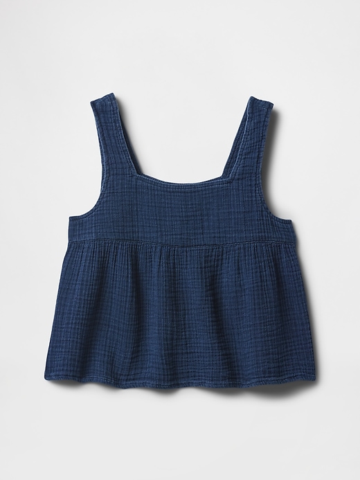 Image number 2 showing, Kids Crinkle Gauze Denim Swing Top