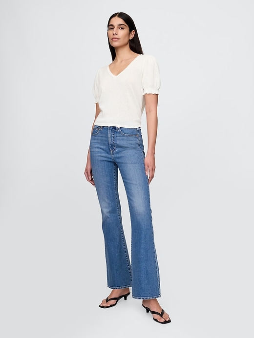 Image number 2 showing, Linen-Blend Puff-Sleeve Top