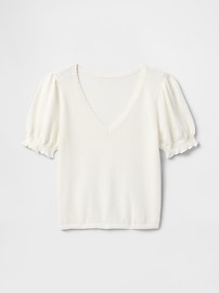 Linen-Blend Puff-Sleeve Top