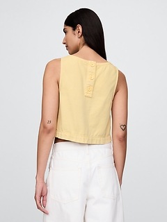 UltraSoft Denim Crop Shell Tank Top - Yellow - View 18
