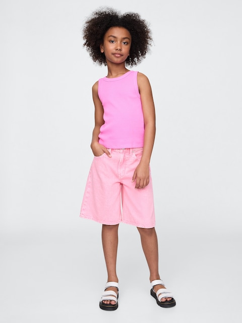 Kids Mid Rise Longline Denim Shorts