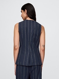 Linen-Blend Longline Vest