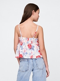 Kids Denim Bow-Strap Peplum Top