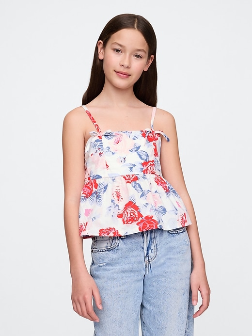 Image number 1 showing, Kids Bow-Strap Peplum Top