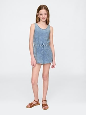 Kids Crinkle Gauze Denim Romper
