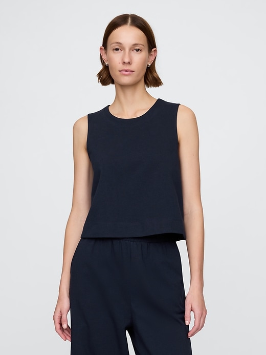 Image number 1 showing, Heavyweight Organic Cotton Cropped Shell Tank Top