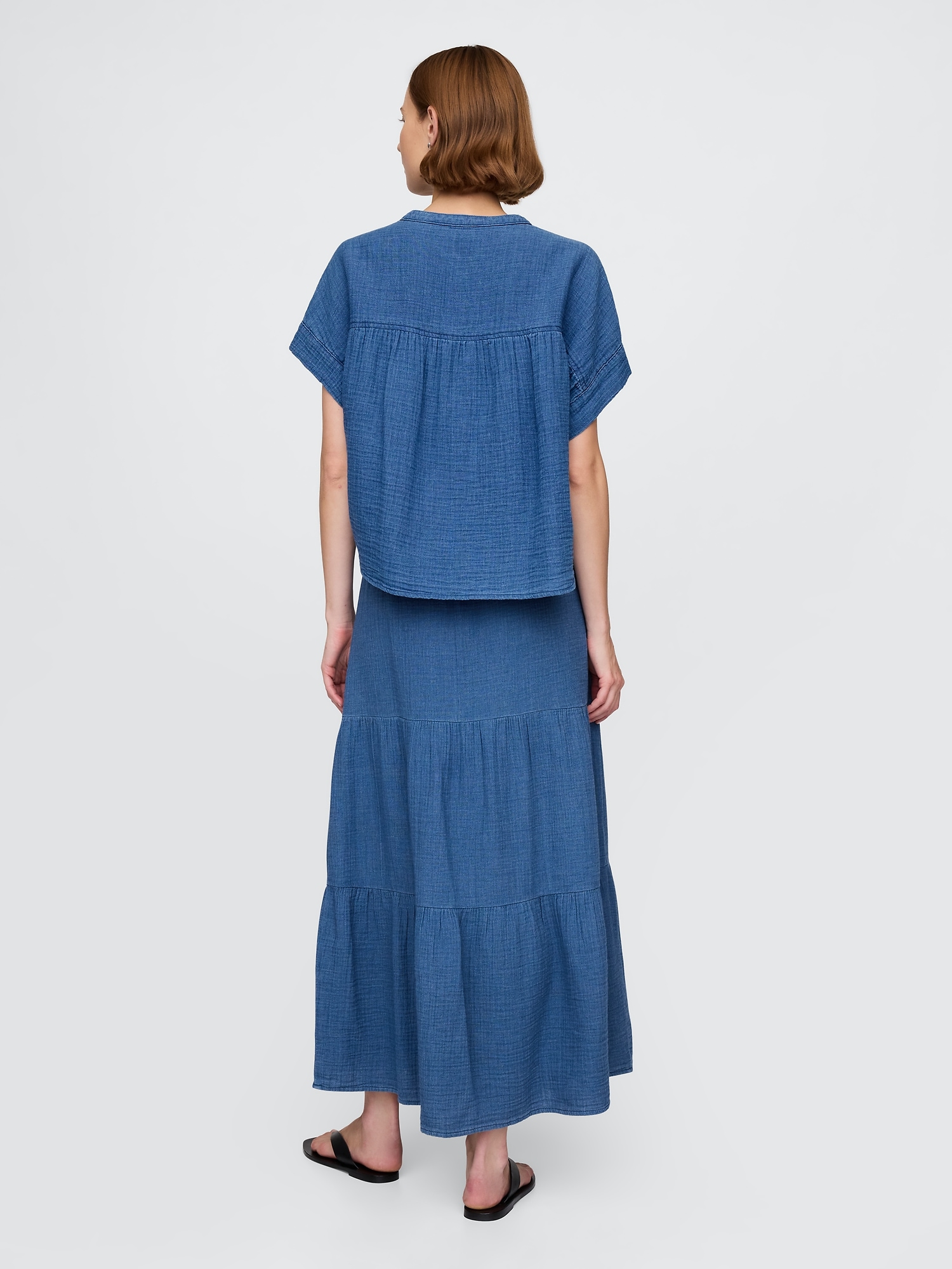 Женские юбки Gap Cotton Gauze Denim Tiered Maxi Skirt — фото 2