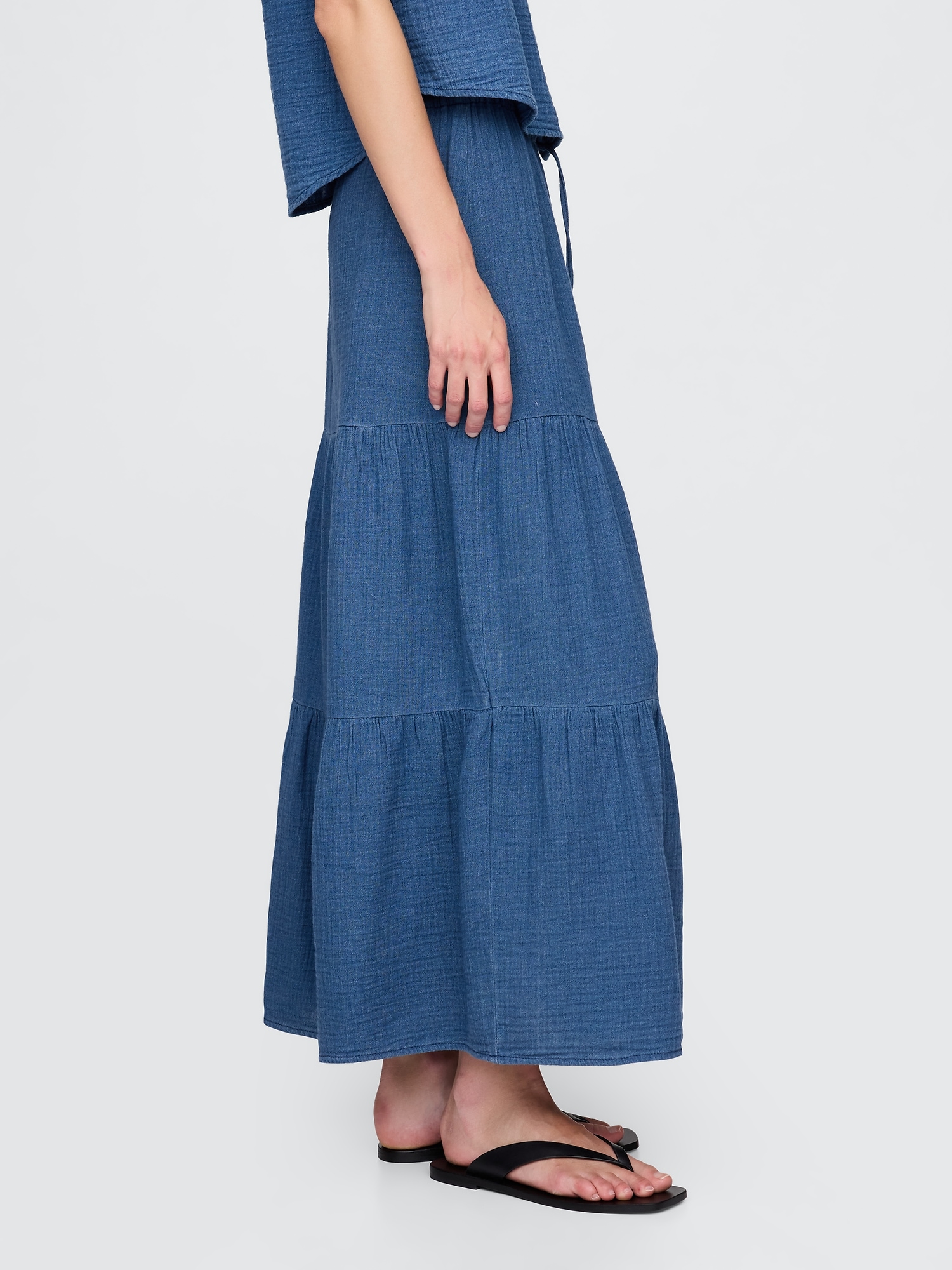 Женские юбки Gap Cotton Gauze Denim Tiered Maxi Skirt — фото 3