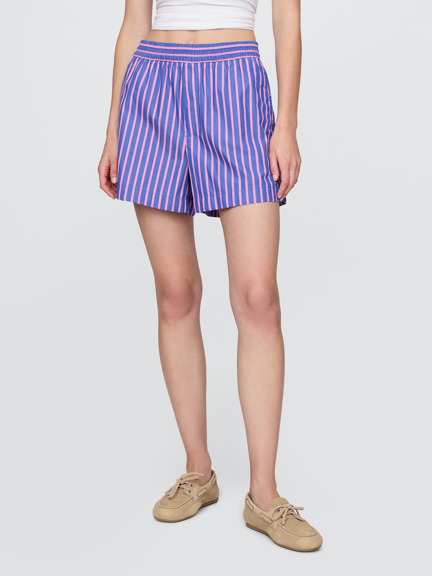 Женские трусы Gap Organic Cotton Poplin Boxer Shorts, цвет: Розовый / Синий — фото 2