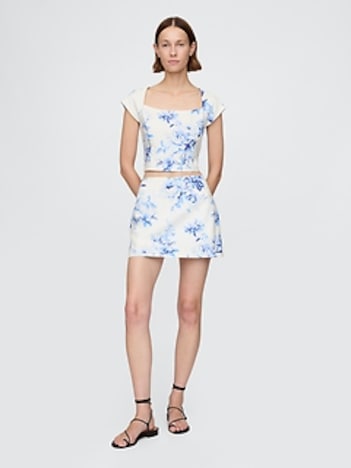 Linen-Blend Mini Skort