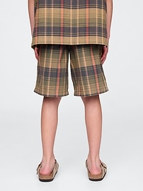 Kids Plaid Canvas Easy Shorts