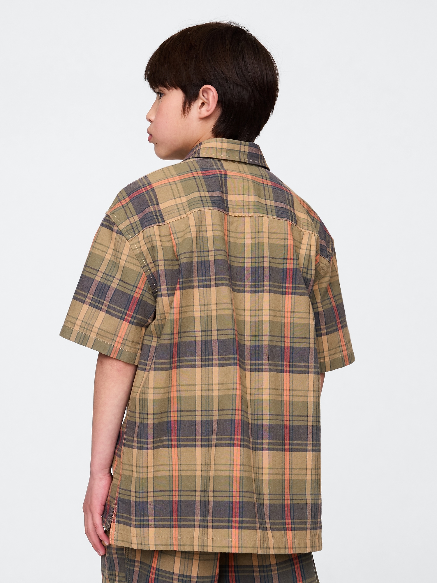 Детские рубашки Gap Kids Relaxed Plaid Shirt — фото 3