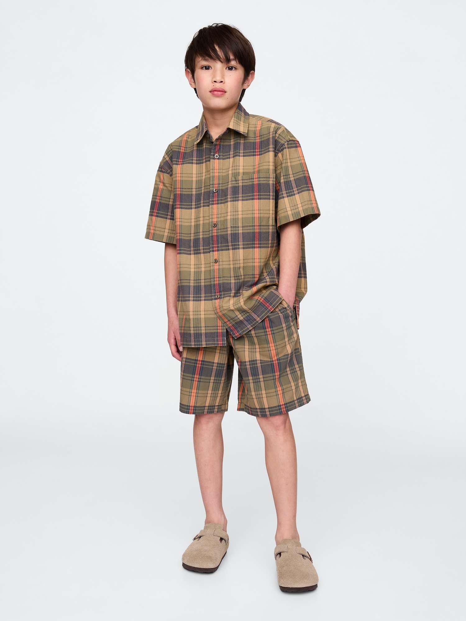 Детские рубашки Gap Kids Relaxed Plaid Shirt — фото 4