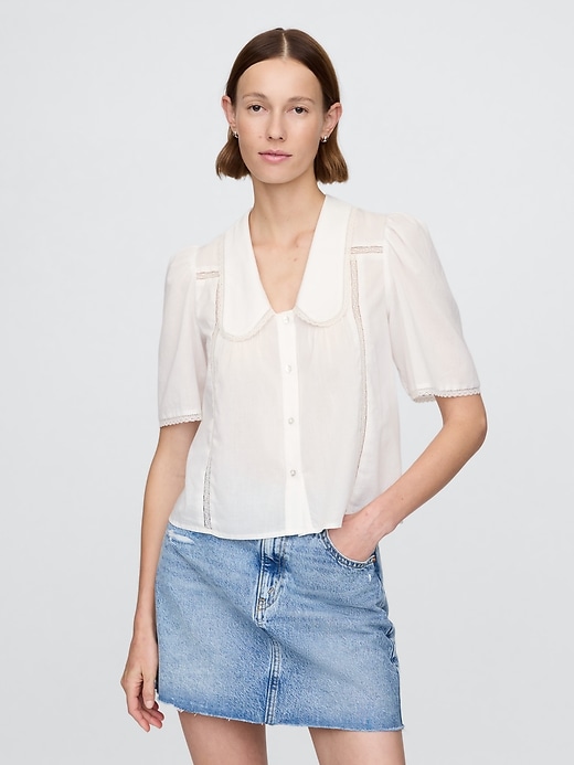 Image number 1 showing, Lace Peter Pan Collar Top