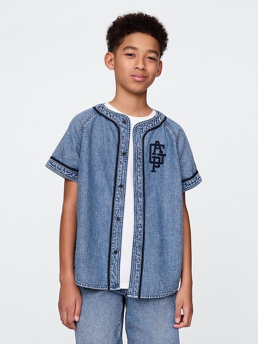 Image number 1 showing, Kids Denim Logo Baseball Jersey