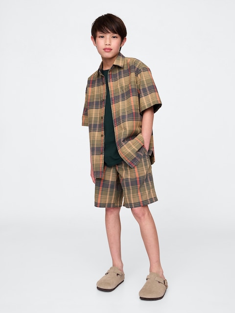 Kids Plaid Canvas Easy Shorts