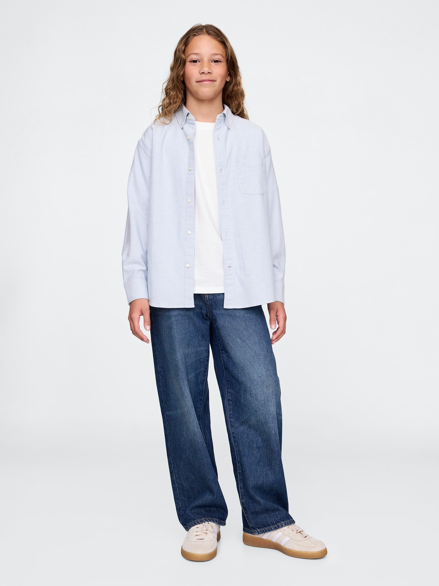 Детские рубашки Gap Kids Uniform Relaxed Oxford Shirt — фото 4