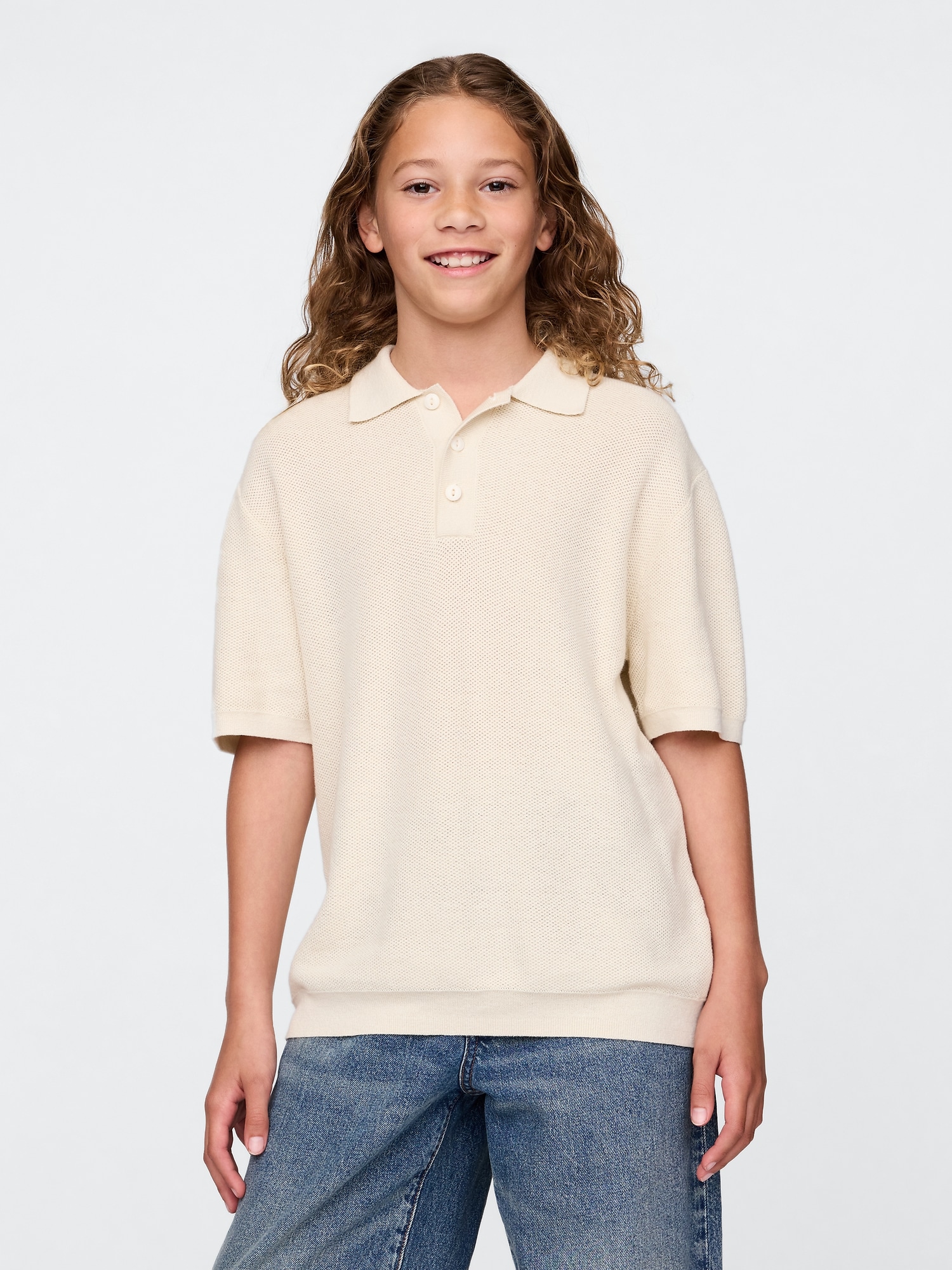Kids Relaxed Sweater Polo Shirt