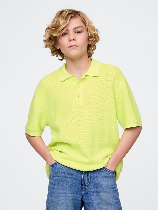 Image number 1 showing, Kids Relaxed Sweater Polo Shirt