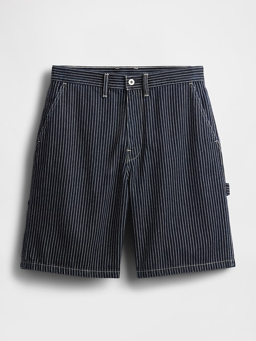 Image number 6 showing, '90s Loose Denim Stripe Carpenter Shorts