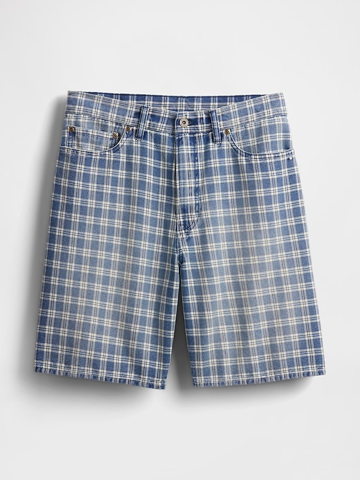 Image number 6 showing, '90s Loose Denim Plaid Shorts