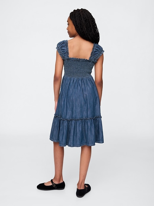 Image number 3 showing, Kids Denim Puff-Sleeve Dress