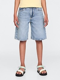 Kids Mid Rise Longline Denim Shorts