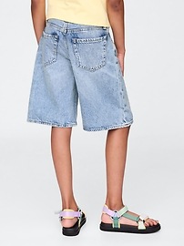 Kids Mid Rise Longline Denim Shorts