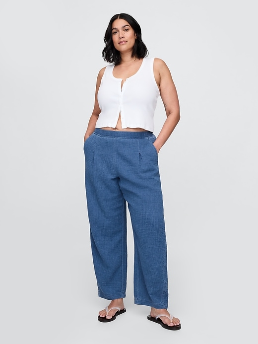 Image number 5 showing, Crinkle Gauze Denim Easy Barrel Pants