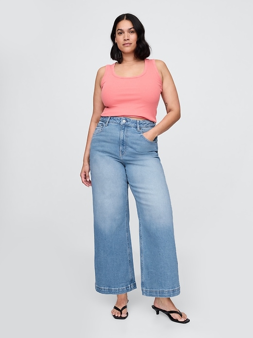Image number 6 showing, Curvy High Stride Wide-Leg Ankle Jeans