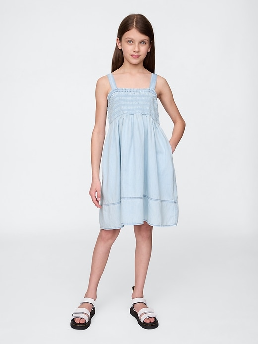 Image number 1 showing, Kids Smocked Denim Dress