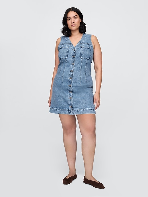 Image number 5 showing, Denim V-Neck Mini Dress