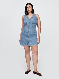 V-Neck Denim Mini Dress